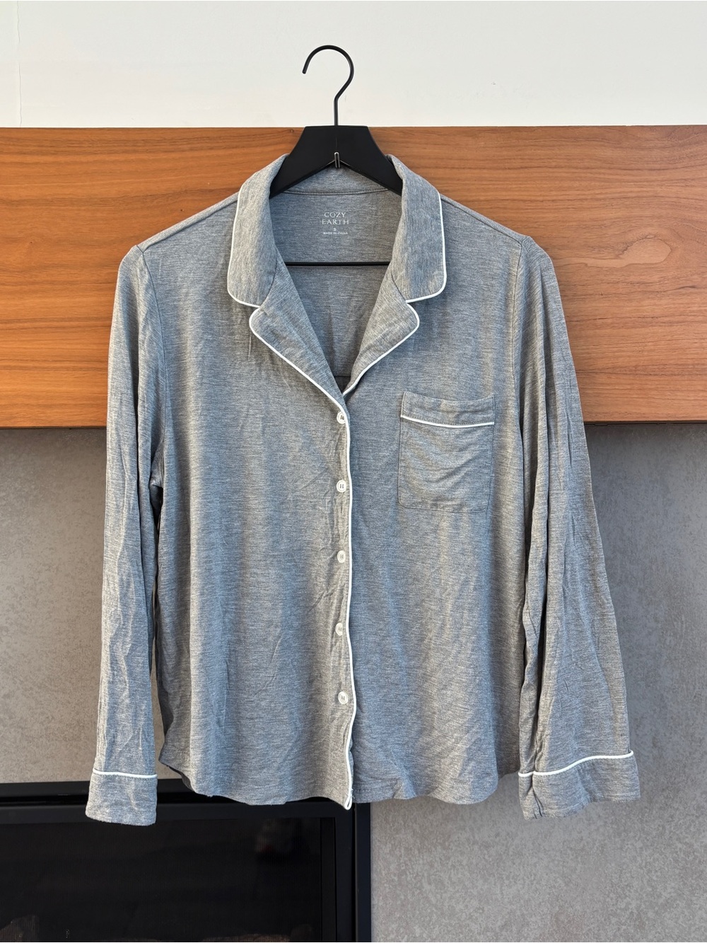 Cozy Earth Women's Bamboo Stretch-Knit Long Sleeve Pajama Top, Size L